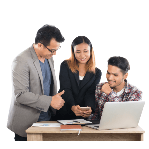 Our team collaborating with clients